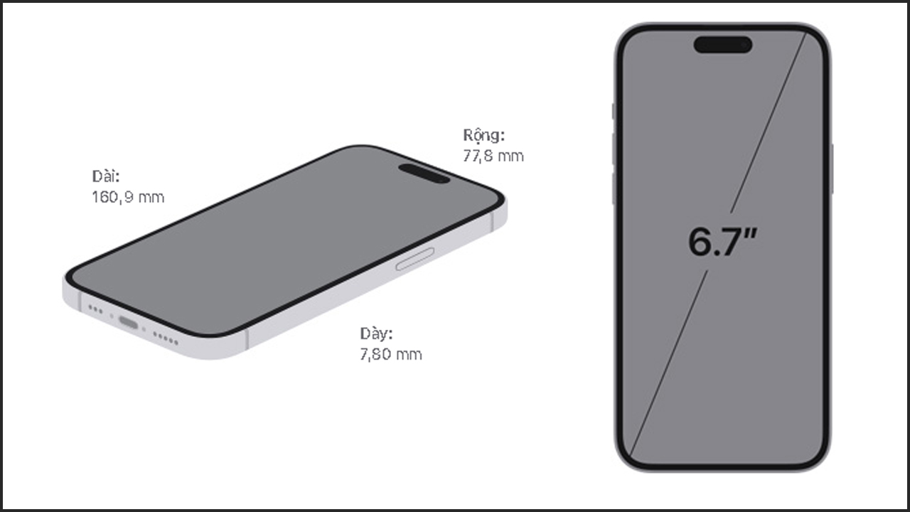 Kích thước iPhone 15 Plus